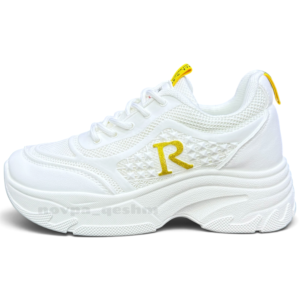 کفش کتونی زنانه لژدار لژمخفی طرح آر Women's platform Sneakers R طلایی