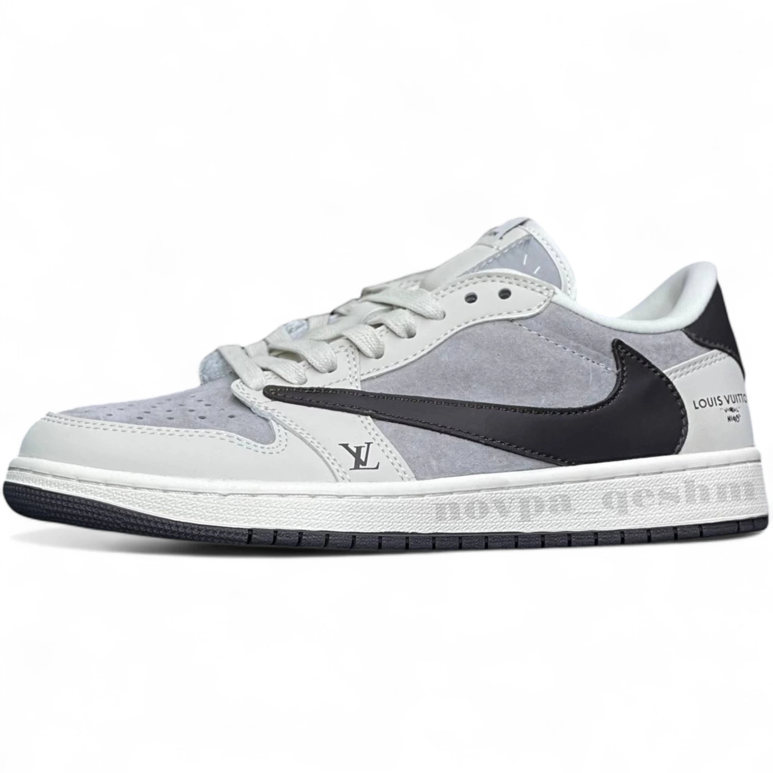 نایک ایر جردن وان لو تراویس اسکات لویی ویتون NIKE AIR JORDAN 1 LOW TRAVIS SCOTT X LOUIS VUITTON طوسی مشکی