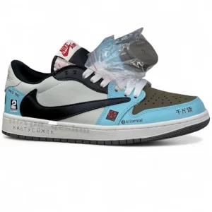 کتونی نایک ایر جردن تراویس اسکات Nike Air Jordan Travis Scott آبی طوسی