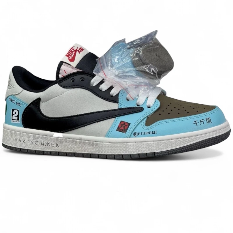 کتونی نایک ایر جردن تراویس اسکات Nike Air Jordan Travis Scott آبی طوسی