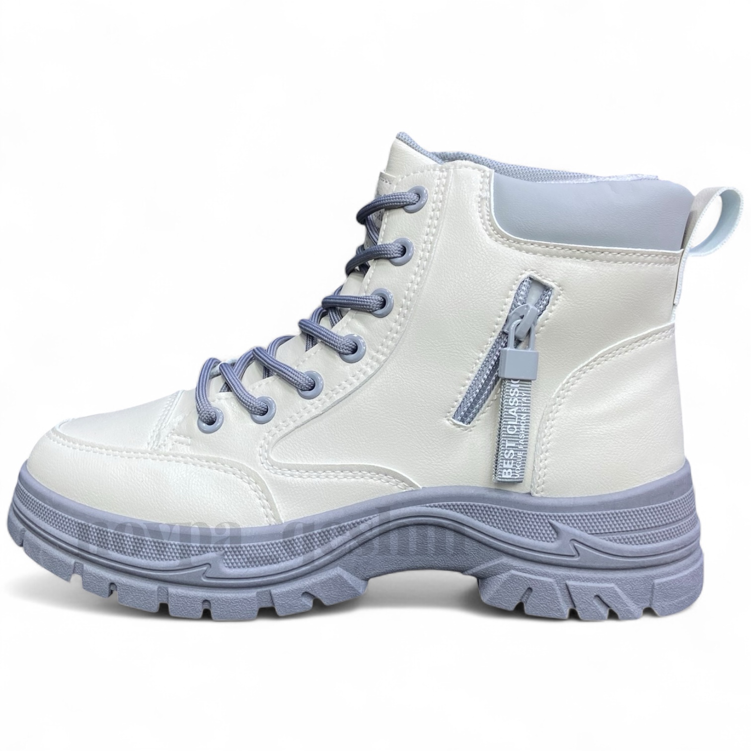 نیم بوت بغل زیپ zip ankle boots طوسی