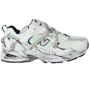 کفش کتونی نیوبالانس 530 کاستوم سفید سبز New Balance 530 custom سفید سبز