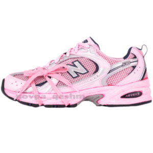 کفش کتونی نیوبالانس 530 کاستوم صورتی نقره ای باربی اسپایس New Balance 530 custom silver pink Barbie spice
