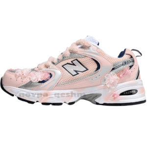 کفش کتونی نیوبالانس 530 کاستوم صورتی گلدار New Balance 530 custom pink