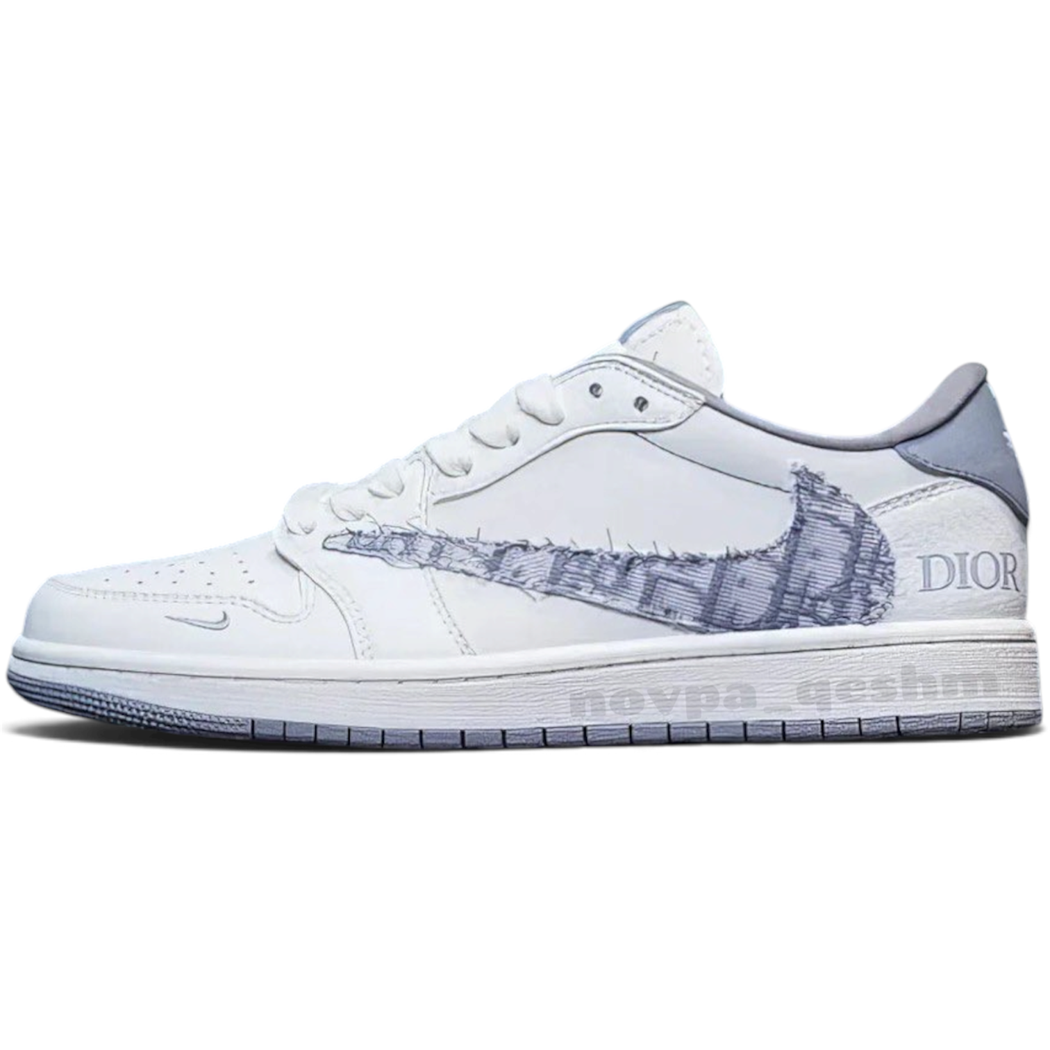 نایک ایر جردن وان لو تراویس اسکات دیور-NIKE AIR JORDAN 1 LOW TRAVIS SCOTT X DIOR طوسی سفید