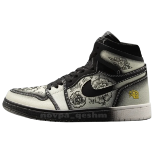 کفش کتونی نایک ایر جردن وان ساقدار فامیلیا Nike Air Jordan 1 High High Familia مشکی کرم طوسی