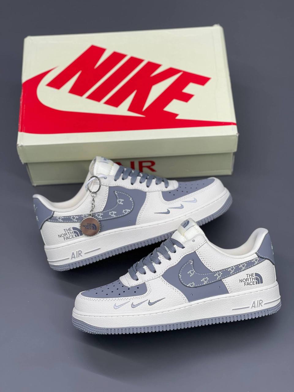 کفش کتونی نایک ایرفورس 1 نورث فیس کاستوم Nike Air Force 1 X NORTH FACE طوسی