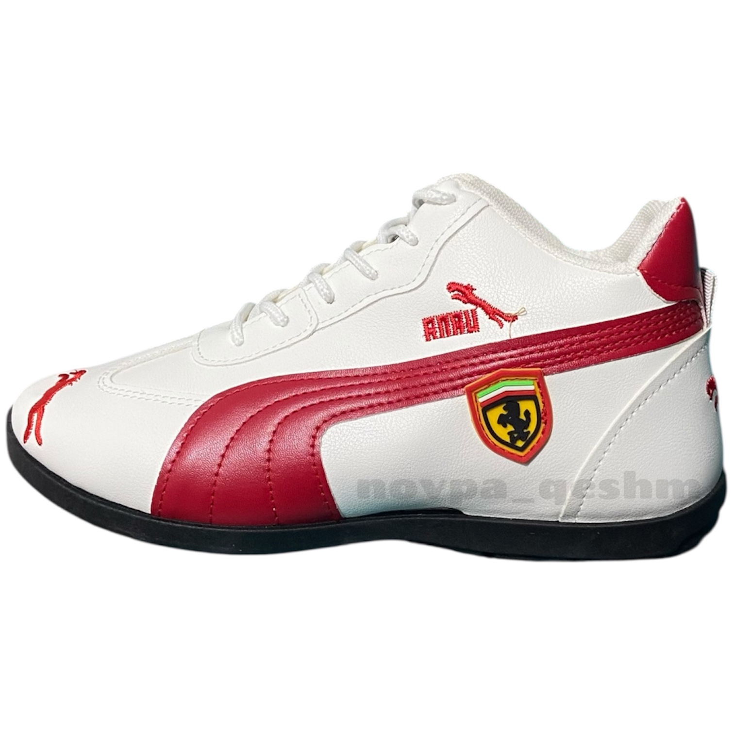 کفش کتونی زنانه و مردانه پوما Puma Leather Athletic Sneaker's سفید قرمز