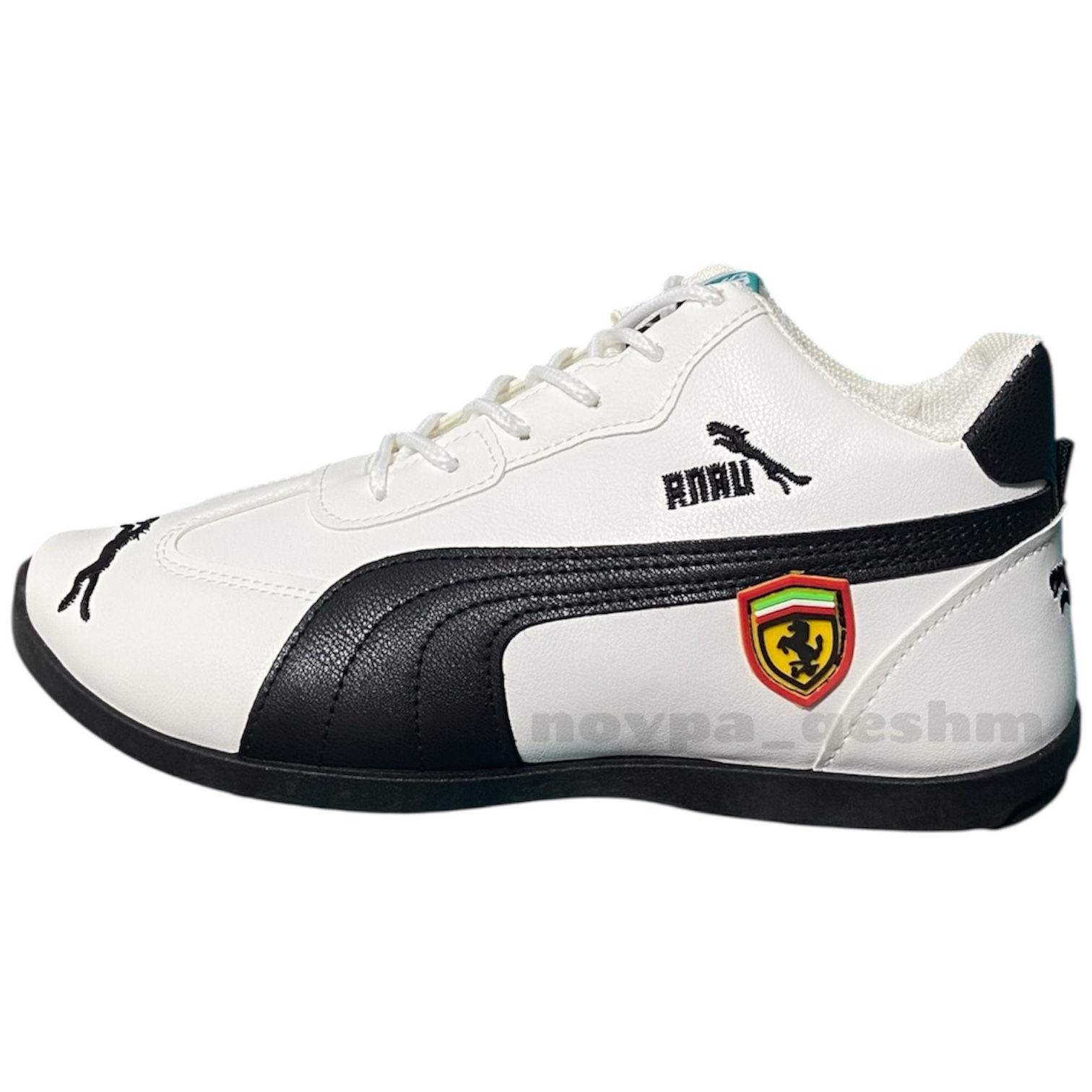 کفش کتونی زنانه و مردانه پوما Puma Leather Athletic Sneaker's سفید مشکی