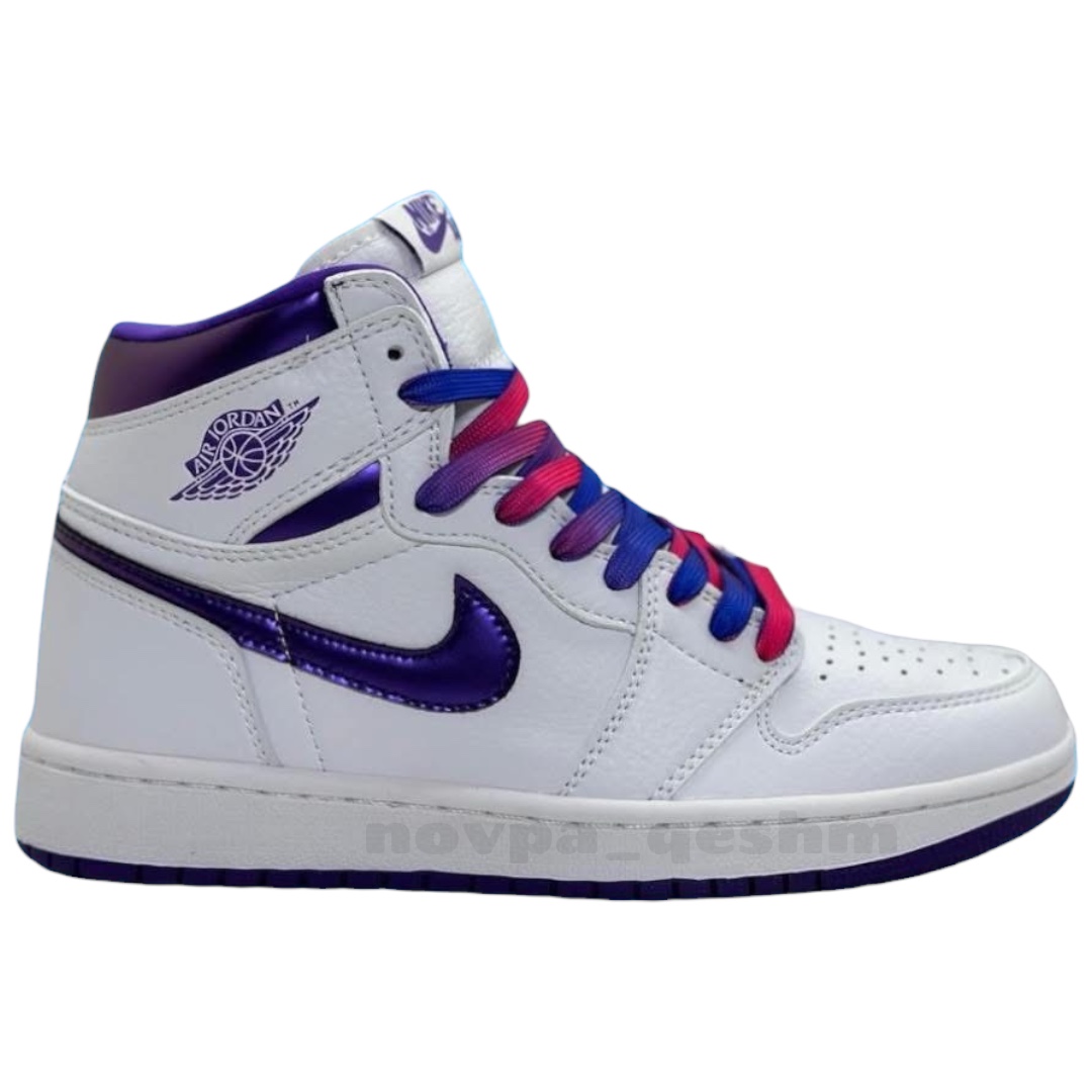 کفش کتونی اسپرت جردن وان ساقدار سفید بنفش Air Jordan 1 Retro High OG White Court Purple