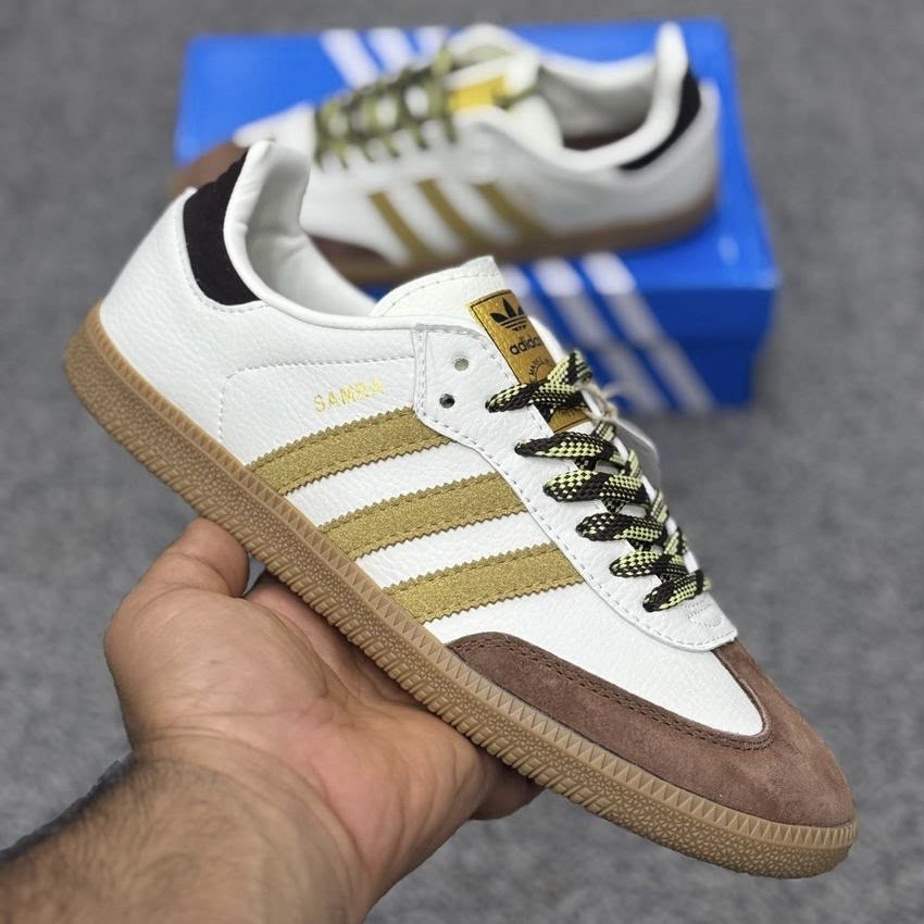 کتونی ونس آدیداس سامبا (کرم ، سفید ، قهوه ای) | Adidas Originals Samba Walking کرم سفید