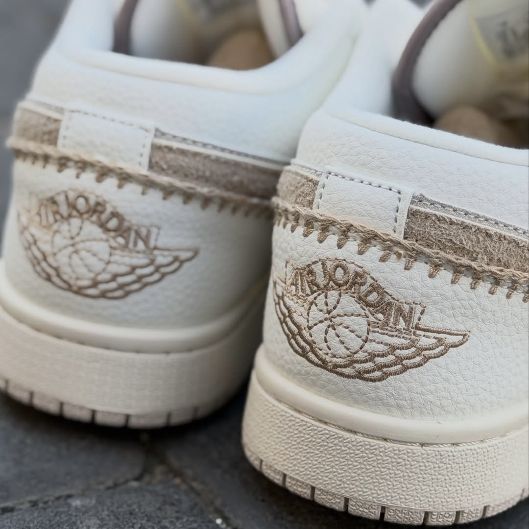 کفش کتونی کنفی نایکی جردن 1 کوزی گیرل Nike Air Jordan 1 Low SE Hemp Cozy Girl بژ