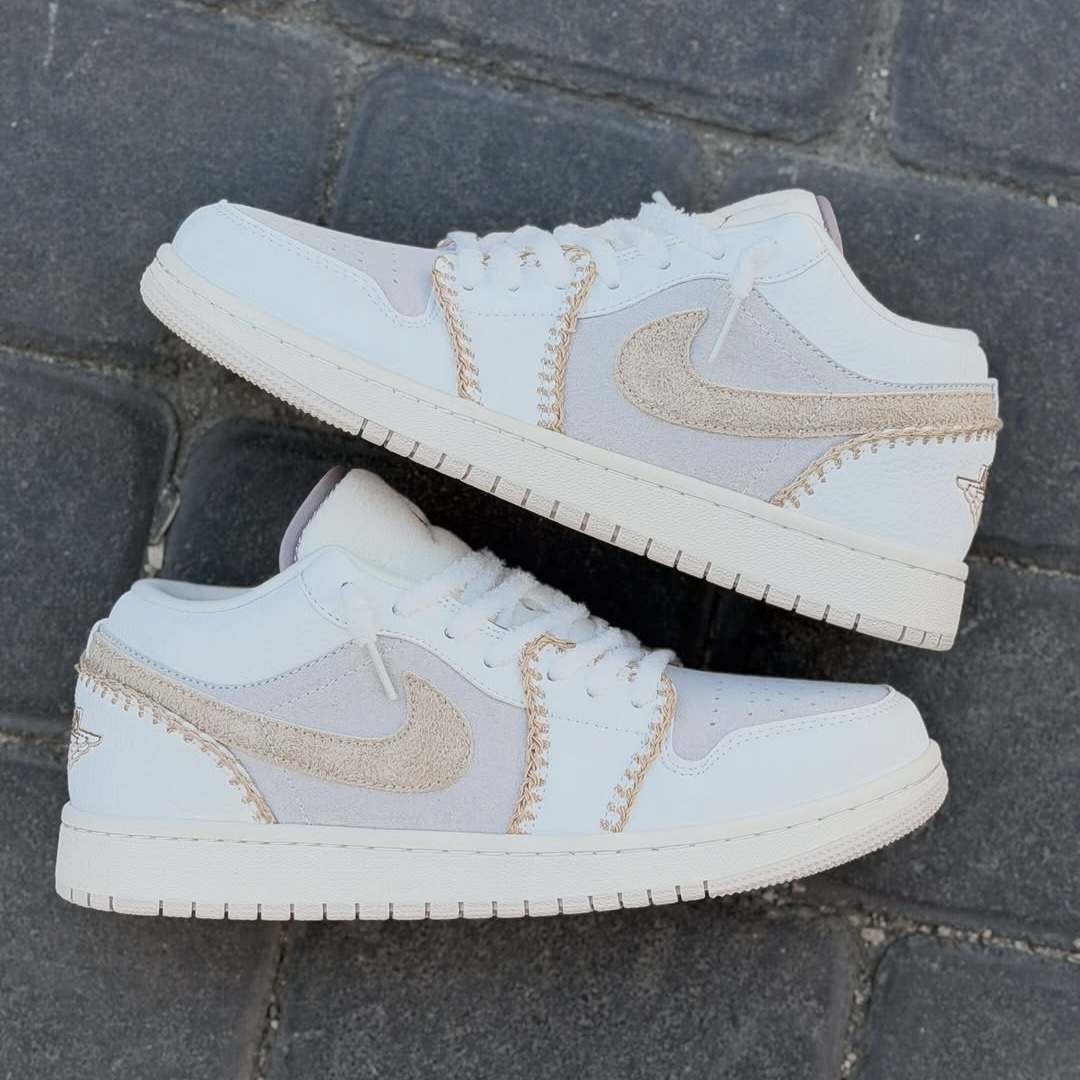 کفش کتونی کنفی نایکی جردن 1 کوزی گیرل Nike Air Jordan 1 Low SE Hemp Cozy Girl کرم