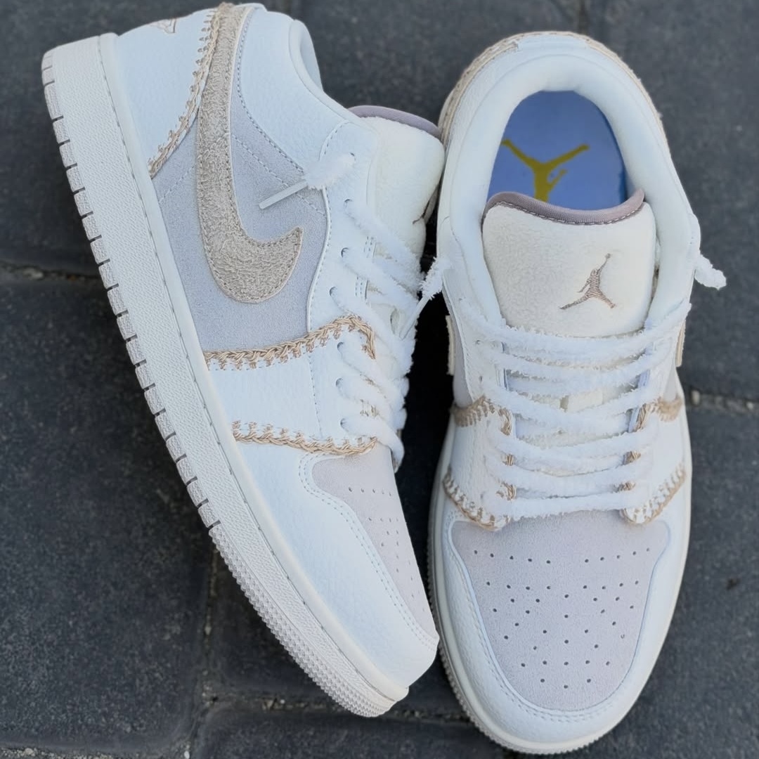 کفش کتونی کنفی نایکی جردن 1 کوزی گیرل Nike Air Jordan 1 Low SE Hemp Cozy Girl کرم