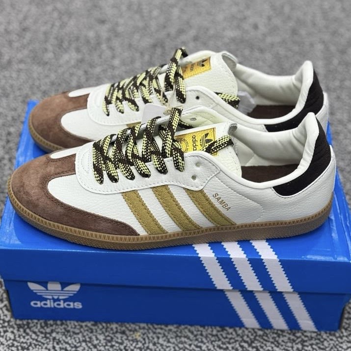 کتونی ونس آدیداس سامبا (کرم ، سفید ، قهوه ای) | Adidas Originals Samba Walking کرم سفید