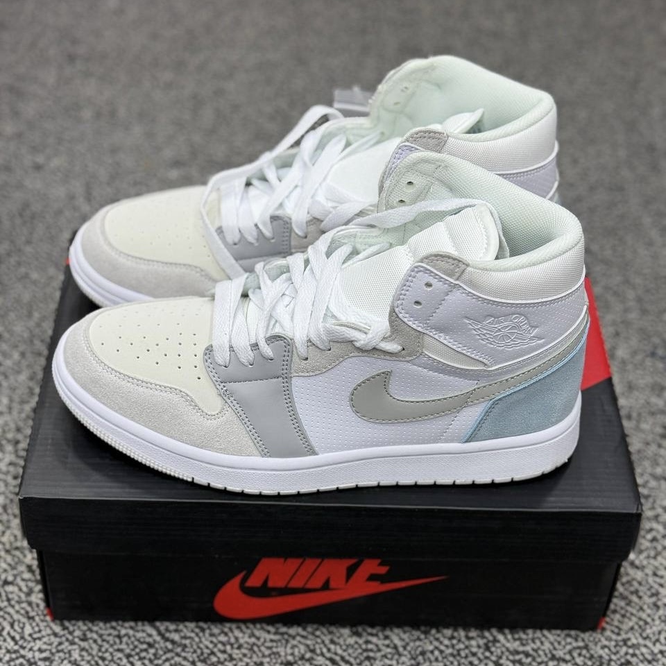 کفش کتونی نایک ایر جردن 1 پاریس ساقدار NIKE AIR JORDAN 1 PARIS MID GREY طوسی آبی
