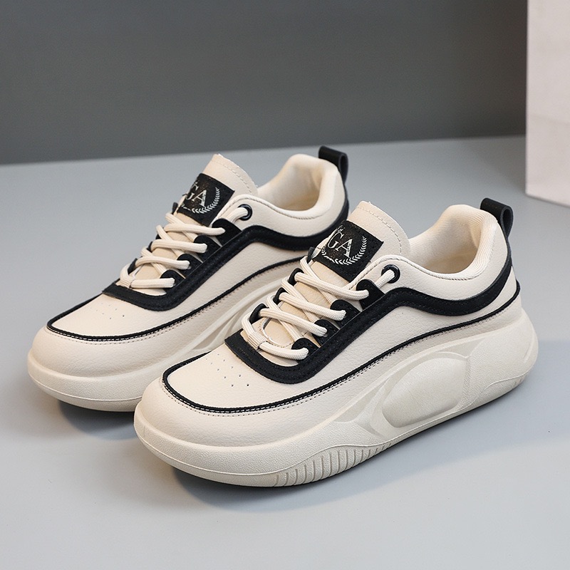 کتونی اسپرت لژدار طبی زنانه womens platform sneakers beige red 2233 کرم مشکی
