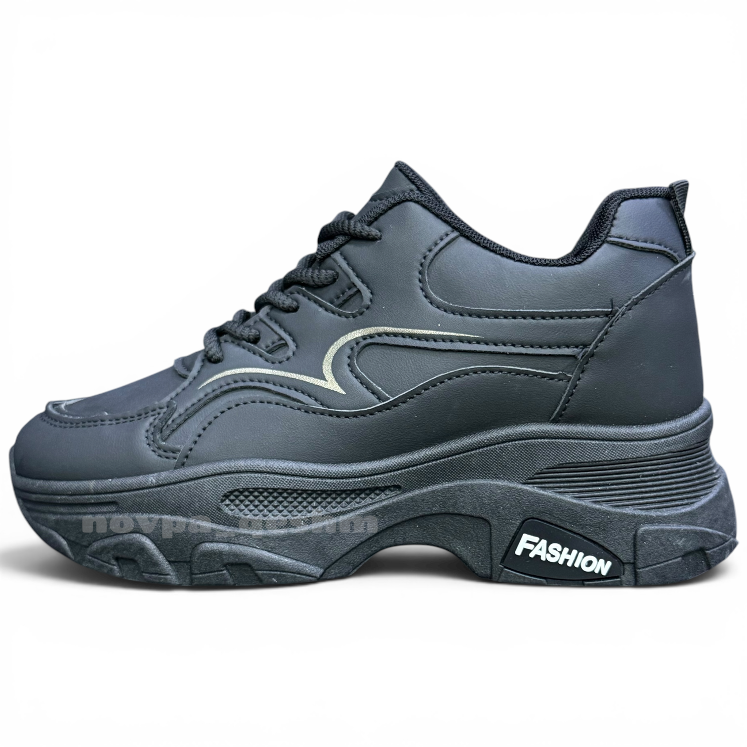 کتونی اسپرت لژدار طبی زنانه مدل چانکی | کفش فانتزی راحتی Women Chunky sneakers تمام مشکی