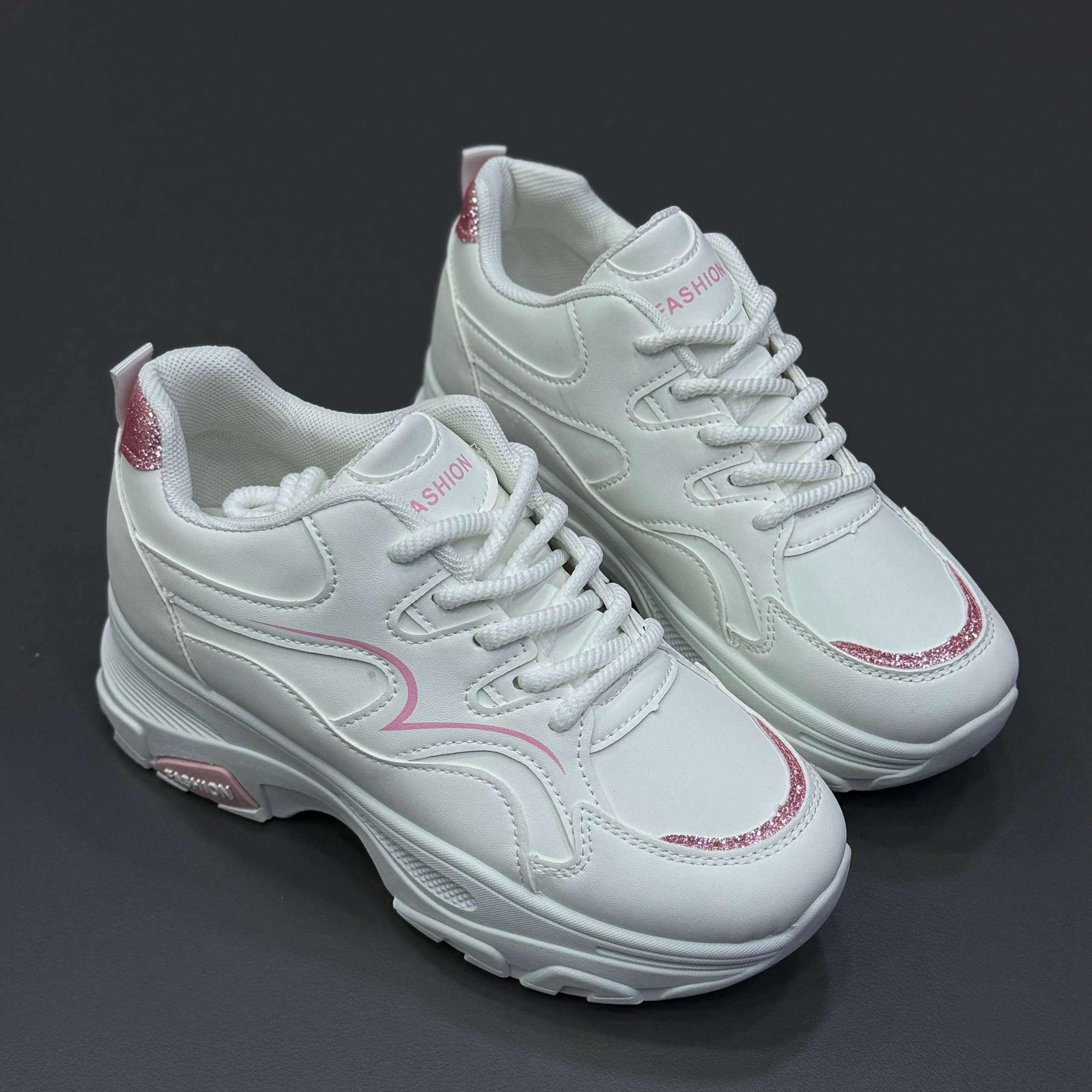کتونی اسپرت لژدار طبی زنانه مدل چانکی | کفش فانتزی راحتی Women Chunky sneakers سفید
