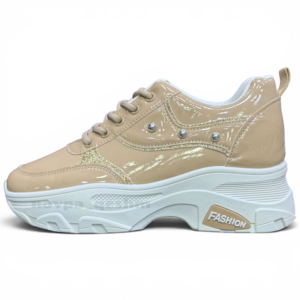 کتونی اسپرت لژدار طبی زنانه ورنی | کفش فانتزی راحتی Women sneakers کرم