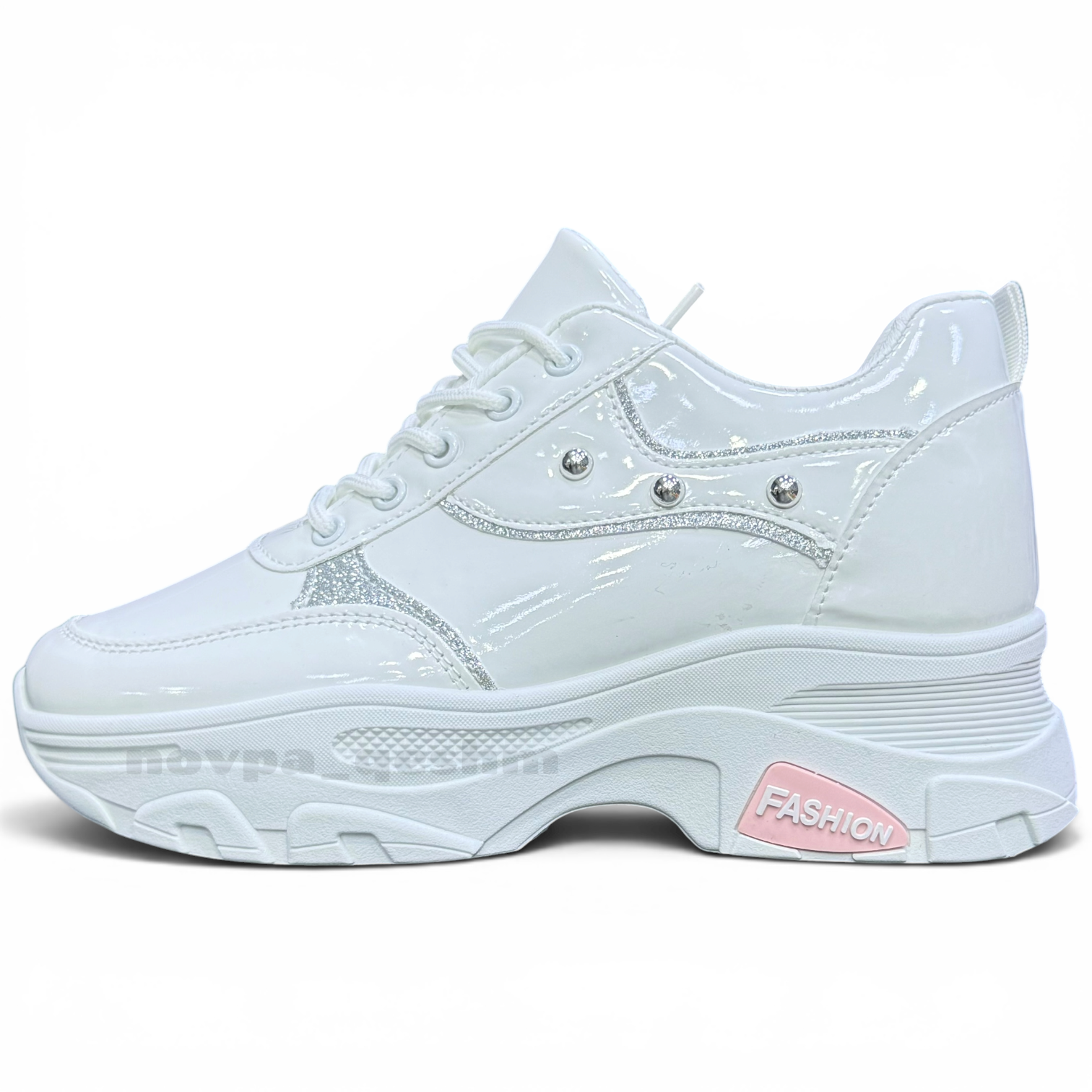 کتونی اسپرت لژدار طبی زنانه ورنی | کفش فانتزی راحتی Women sneakers سفید