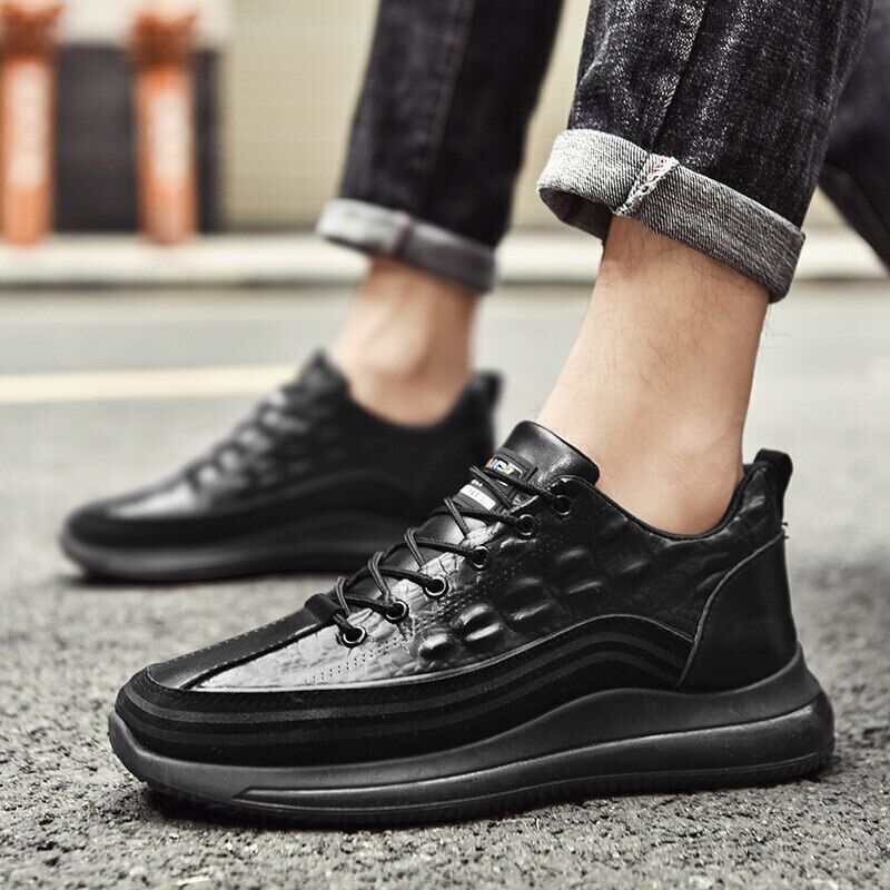 کفش کتونی مردانه با طرح چرم تمساح Fashion Men's Sneakers Platform مشکی