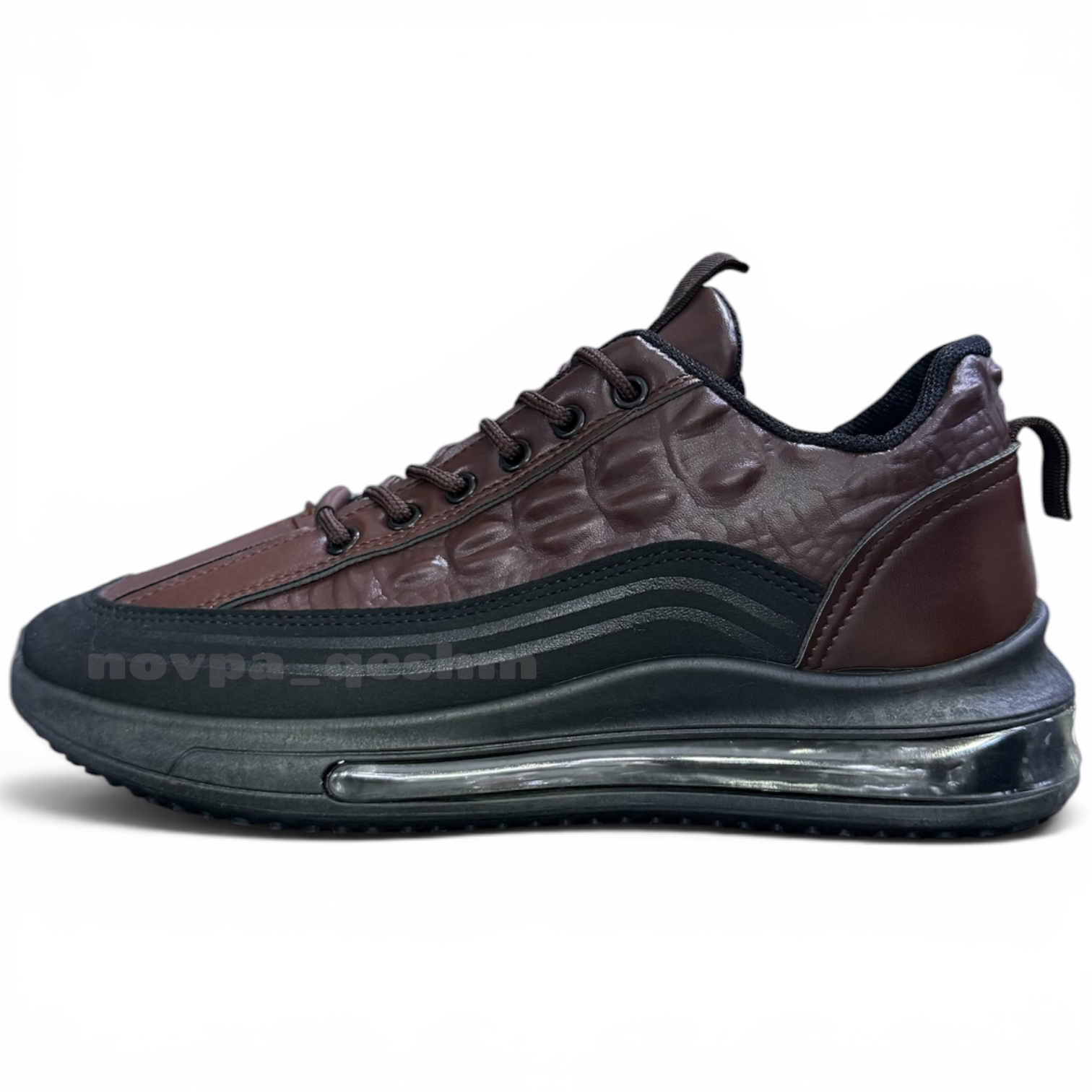 کفش کتونی مردانه با طرح چرم تمساح Fashion Men's Sneakers Platform قهوه ای