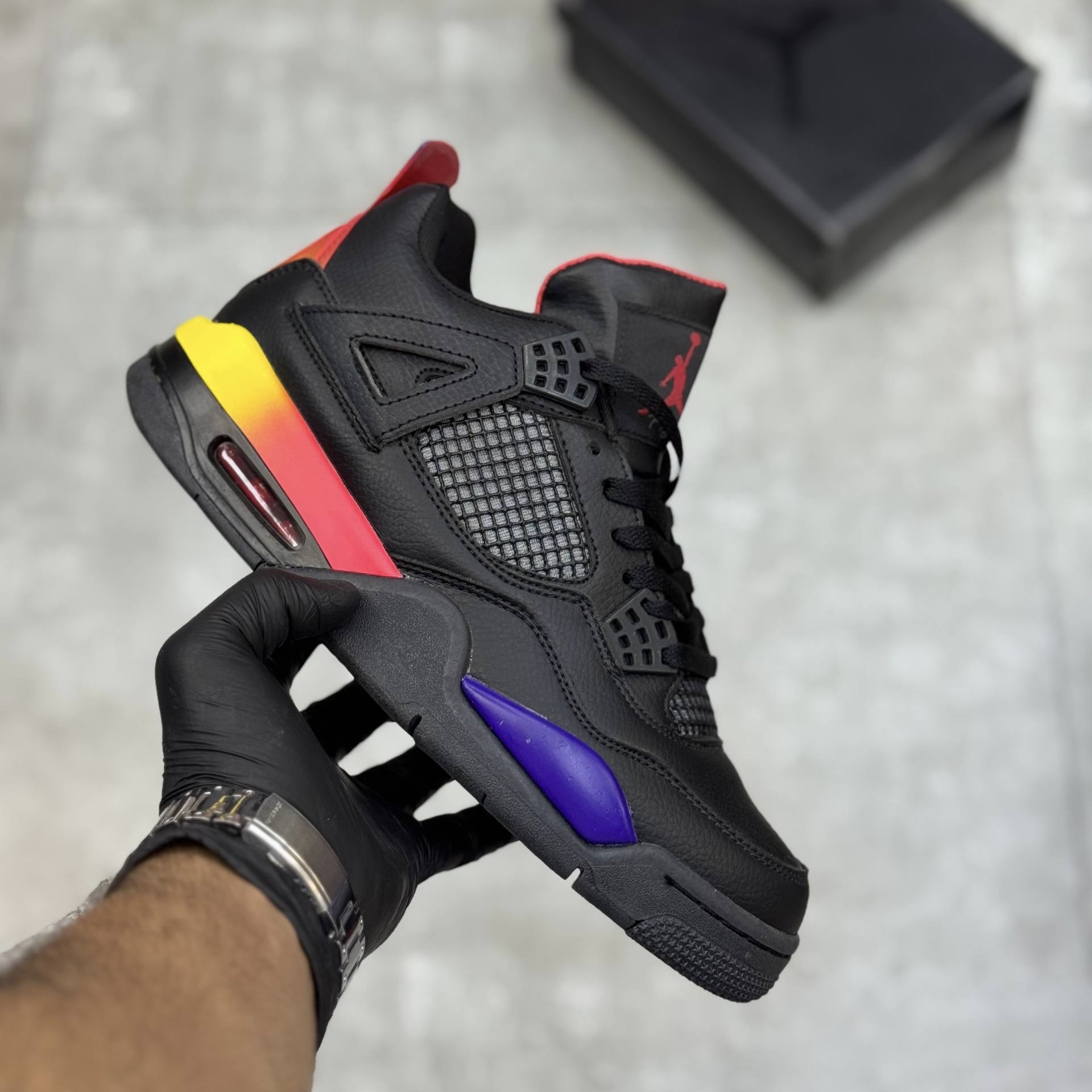 کفش کتونی مردانه نایک ایر جردن 4 رترو Nike Air Jordan 4 Retro مشکی نارنجی