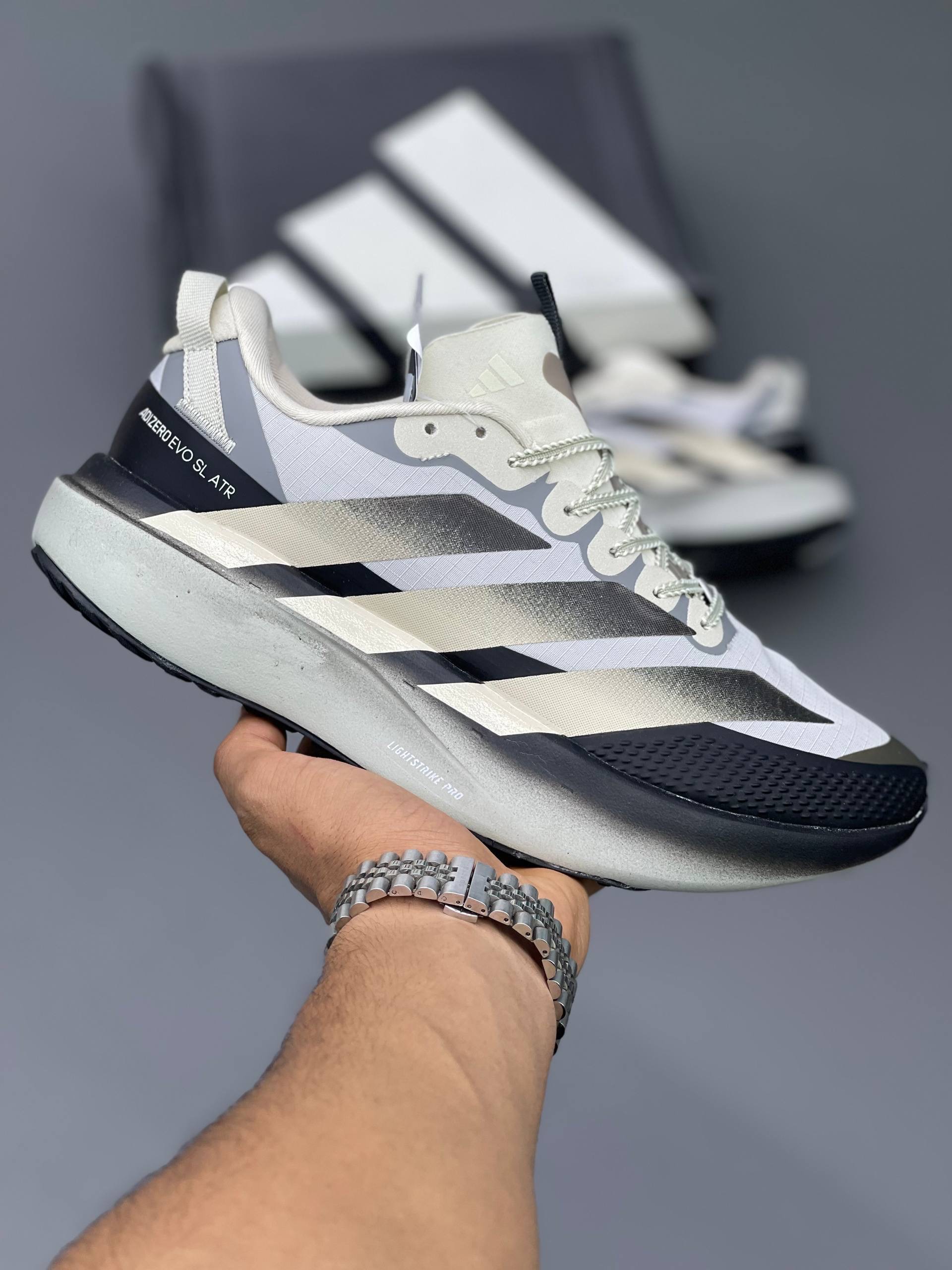 کفش کتونی مردانه آدیداس آدیزیرو ایوو اس ال ای تی آر Adidas Adizero Evo SL ATR مشکی طوسی