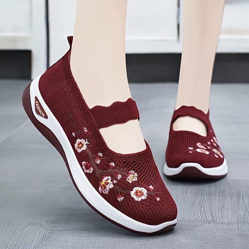 کفش صندل تابستانه گلدار زنانه Women's Summer Sandal زرشکی