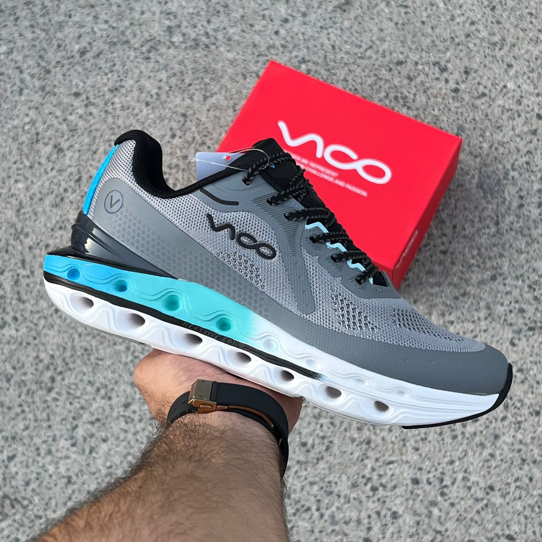 کفش کتونی رانینگ مردانه ری اکتیو کویل ویکو Men's Vico Reactive Coil Running Shoes طوسی آبی