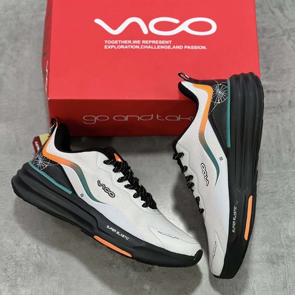 کفش کتونی رانینگ اورجینال ویکو مردانه Vico Running Super Elastic طوسی نارنجی