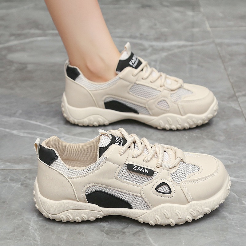 کفش کتونی زنانه تابستانه تنفس پذیر Women's Platform Breathable Shoes کرم مشکی