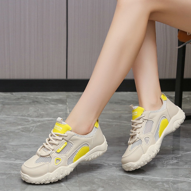 کفش کتونی زنانه تابستانه تنفس پذیر Women's Platform Breathable Shoes کرم زرد