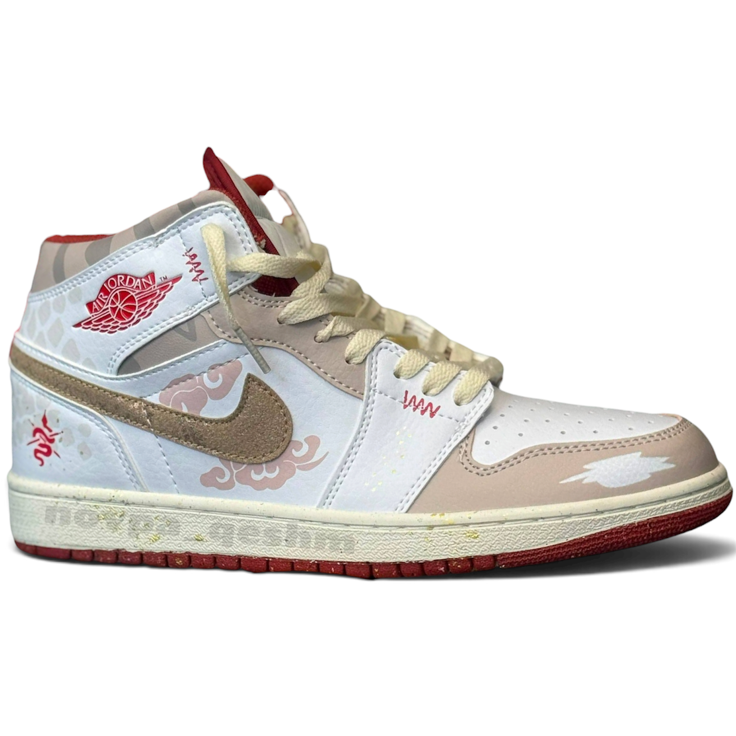 کفش کتونی مردانه ساقدار نایک ایر جردن 1 طرح مار Nike air jordan 1 Year Of The Snake سفید