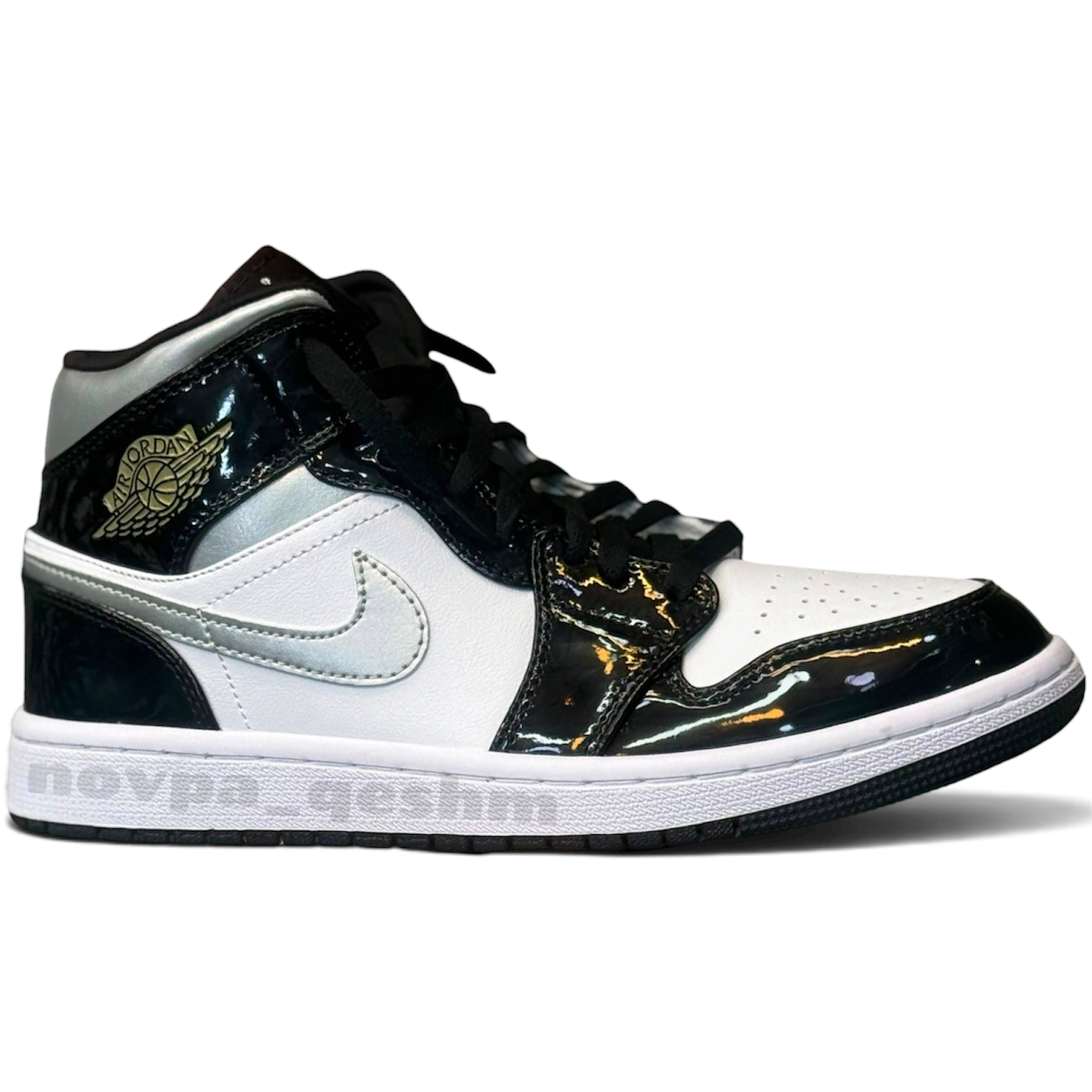کفش کتونی مردانه ساقدار نایک ایر جردن 1 ورنی Nike air jordan 1 Mid Metalic Patent