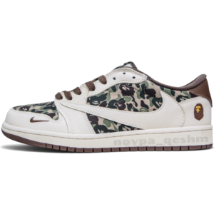 کفش کتونی مردانه نایک ایر جردن 1 تراویس اسکات بیپ Nike Air Jordan 1 Travis Scott X BAPE سفید سبز