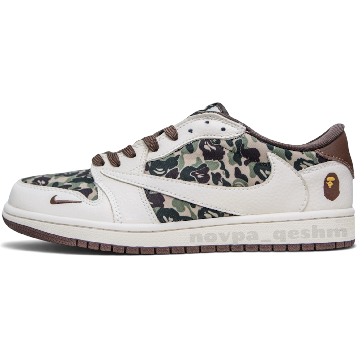 کفش کتونی مردانه نایک ایر جردن 1 تراویس اسکات بیپ Nike Air Jordan 1 Travis Scott X BAPE سفید سبز