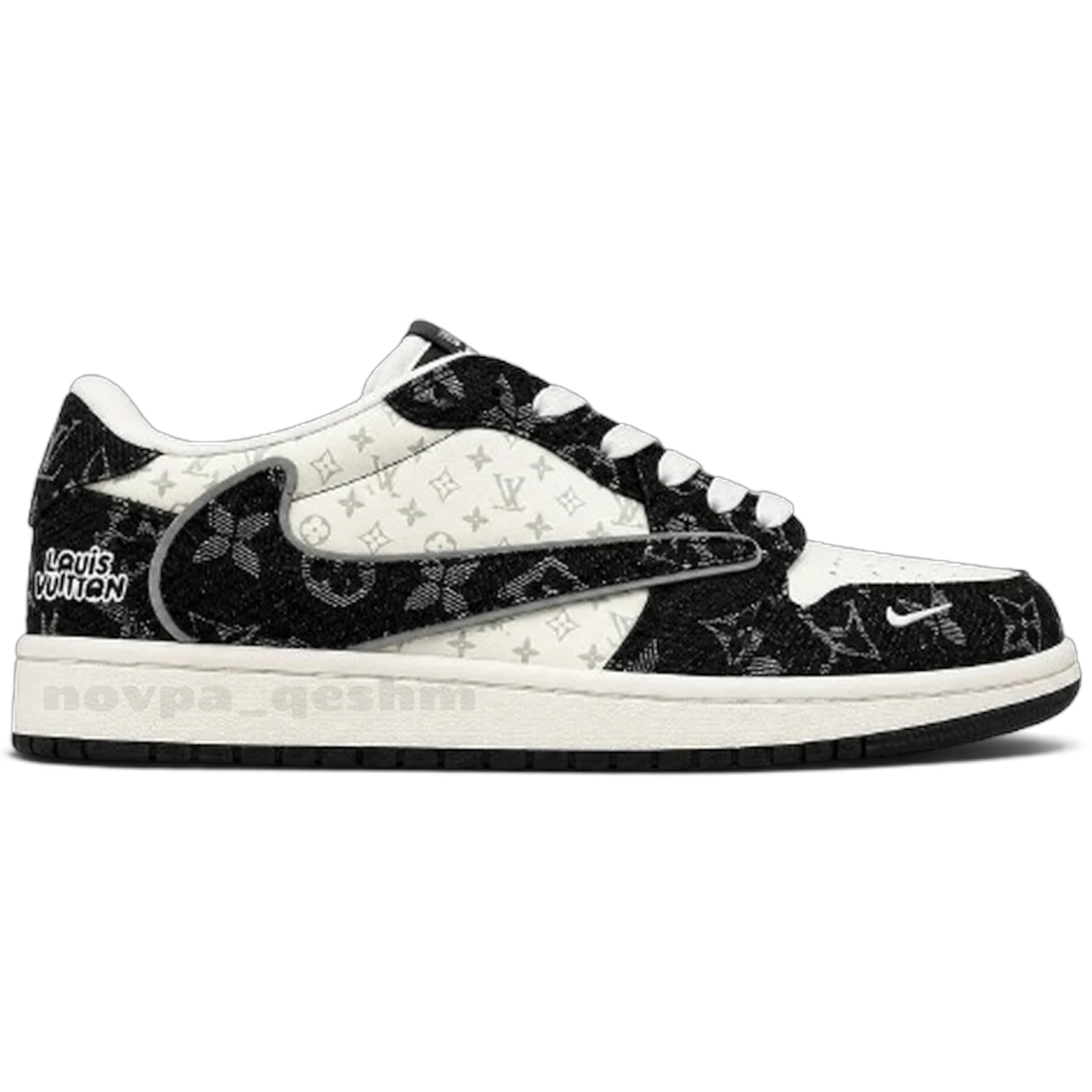 کفش کتونی مردانه نایک ایر جردن 1 تراویس اسکات لویی ویتون NIKE AIR JORDAN 1 TRAVIS SCOTT X LOUIS VUITTON مشکی