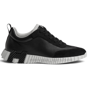 کفش کتونی مردانه هرمس پاریس بانسینگ با رویه چرم و جیر HERMES PARIS Bouncing Sneaker مشکی
