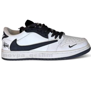 کفش کتونی نایک ایر جردن وان لو تراویس اسکات استاسی Nike Air Jordan 1 Low Travis Scott x Stussy مشکی سفید