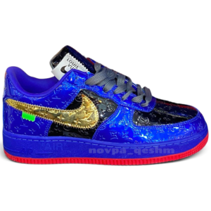کفش کتونی نایک ایرفورس 1 لویی ویتون (کیفیت فول مستر) Nike Air Force 1 X LOUIS VUITTON آبی مشکی