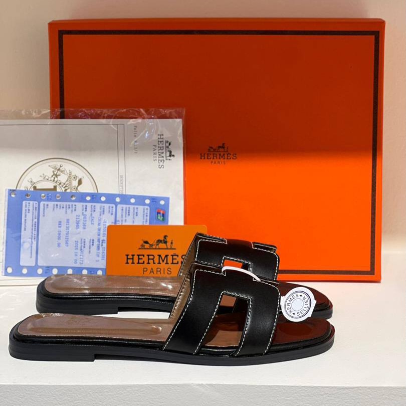 صندل زنانه هرمس اوران Hermès Oran Sandals مشکی