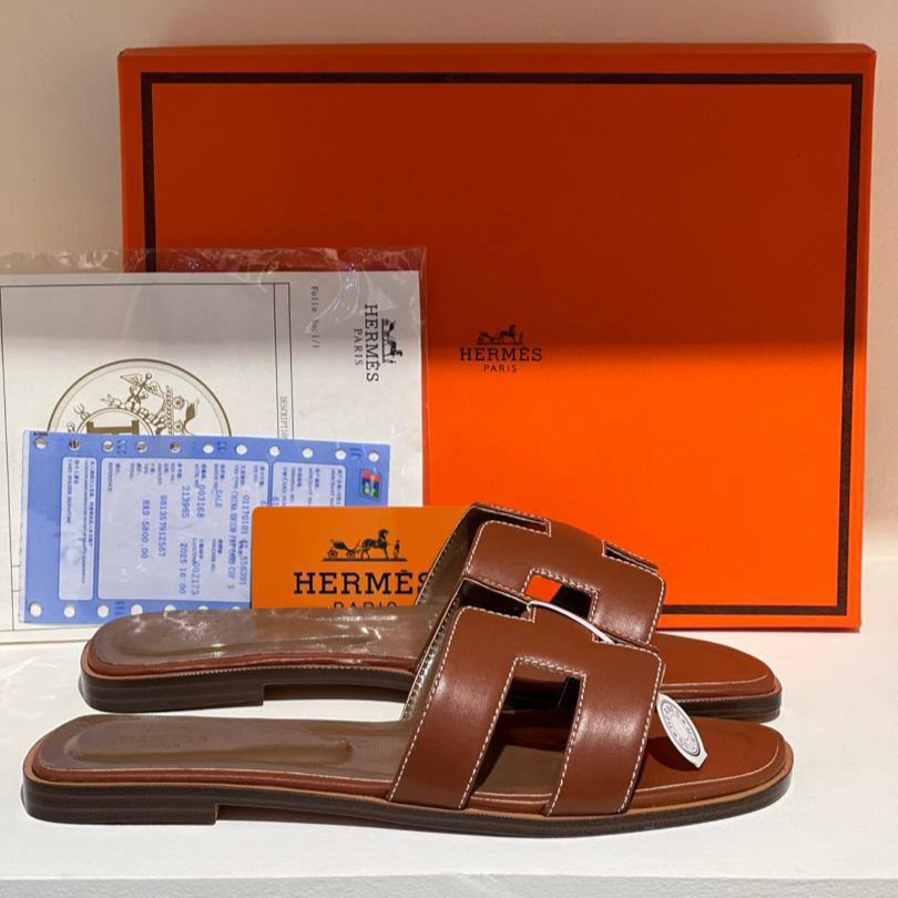 صندل زنانه هرمس اوران Hermès Oran Sandals قهوه ای