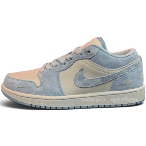 کفش کتونی زنانه و مردانه نایک ایر جردن 1 لو بالنسیاگا Nike Air Jordan 1 Low Balenciaga سفید آبی