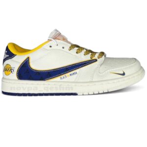 کفش کتونی مردانه نایک ایر جردن ۱ لو تراویس اسکات لیکرز Nike Air Jordan 1 Low Travis Scott x Lakers سفید