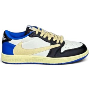 کفش کتونی نایک ایر جردن وان لو تراویس فرگمنت Nike Air Jordan 1 Low Travis Scott Fragment کرم مشکی