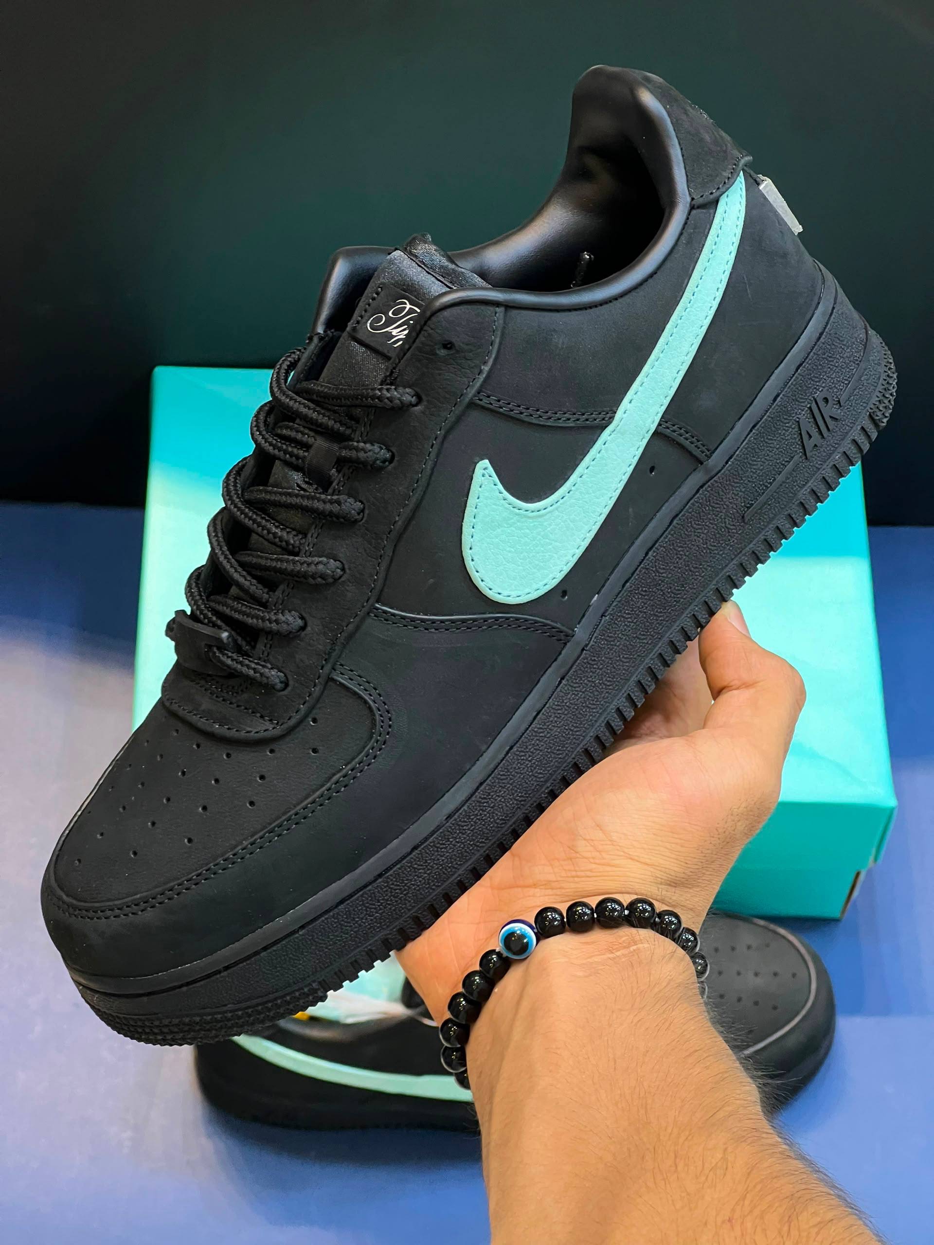 کفش کتونی سایز بزرگ نایک ایرفورس وان تیفانی Nike Air Force 1 X Tiffany مشکی سبز