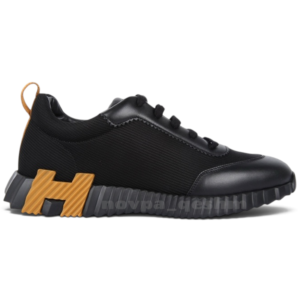 کفش کتونی مردانه هرمس پاریس بانسینگ با رویه چرم و تنفس پذیر HERMES PARIS Bouncing Sneaker مشکی نارنجی