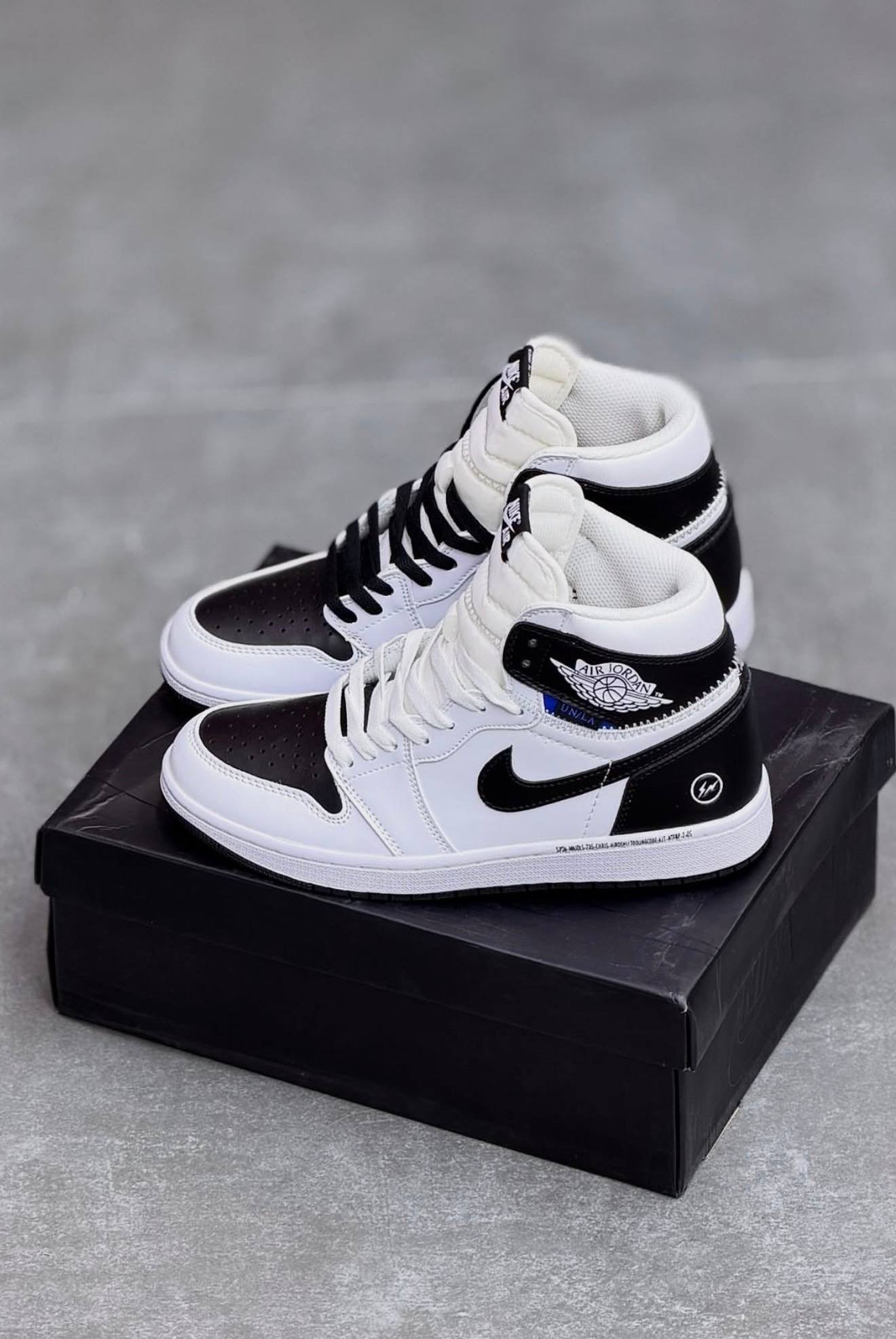 کفش کتونی نایک ایر جردن 1 ساقدار فرگمنت سفید مشکی Nike Air Jordan 1 Fragment x Union LA White Black سفید مشکی